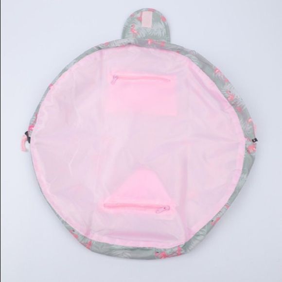 Flamingo Print Lay Flat Drawing Makeup Bags with 2 Interior Zipper Pockets 💗 - Picture 5 of 7